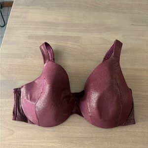 Cacique Lane Bryant Underwire Bra Lightly Lined Balconette 42DD shimmer Burgundy